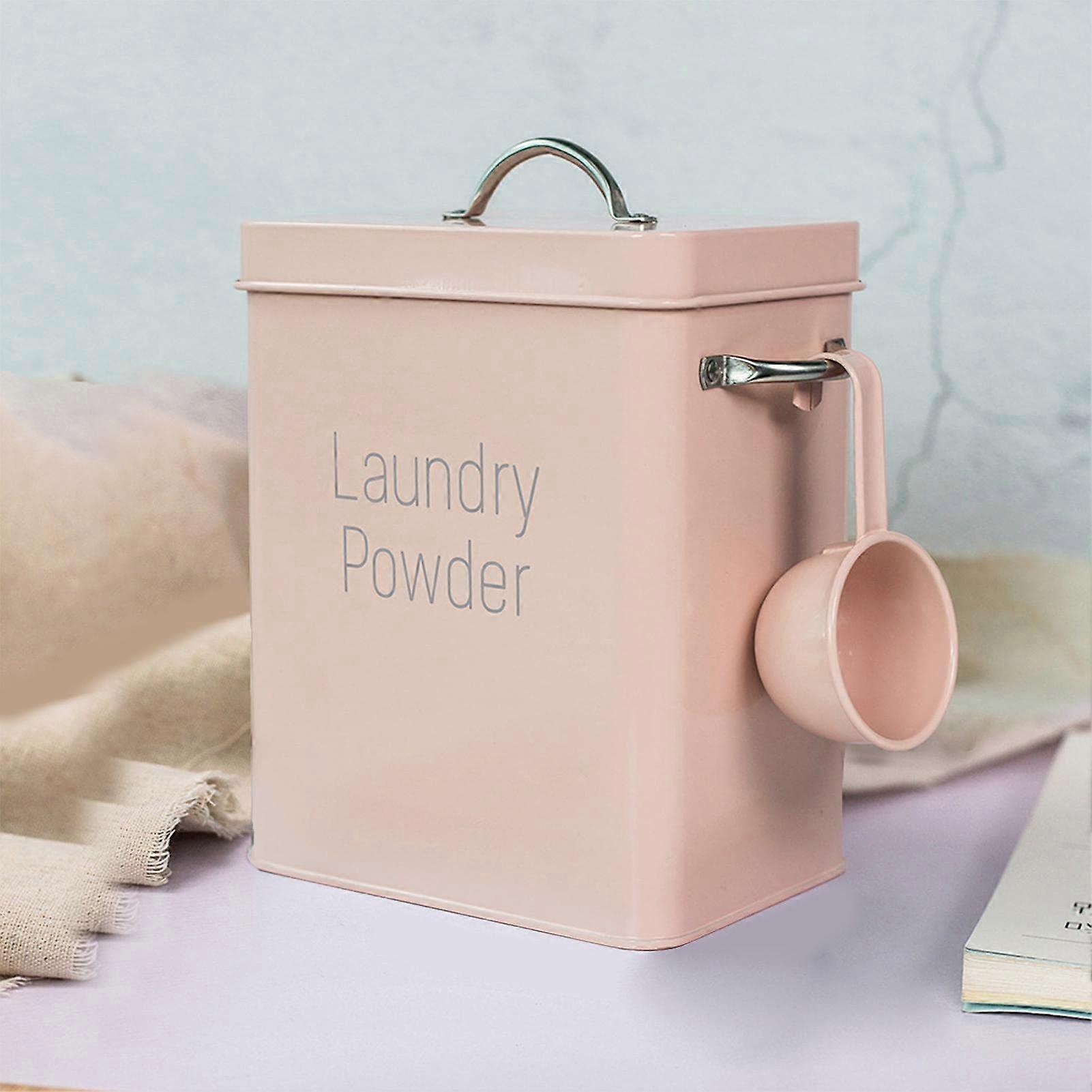 Washing Powder Box Laundry Detergent Box, Square, Washing Powder Storage Box Container with Shovel Home Pink