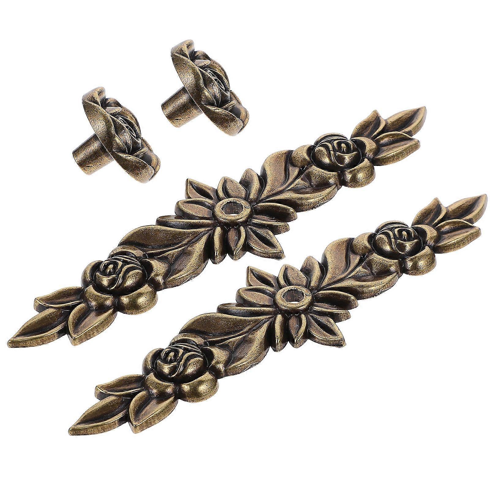 Zinc Alloy Cabinet Knobs with Rose Shape for Kitchen Dark Brown 2 Pieces