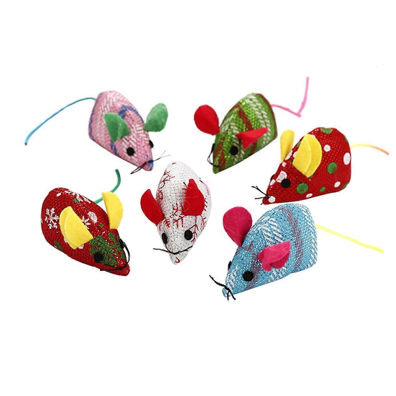 Interactive Cat Toy Set - 6 Colorful Mini Mice for Cats and Kittens, Encourages Play, Scratching, and Exercise