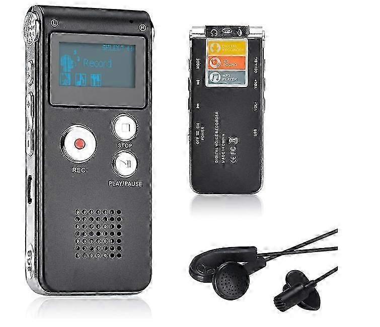 8GB Voice Recorder USB Rechargeable Dictaphone LCD Recorder with Multifunctional Digital Audio and MP3 Player(Black)