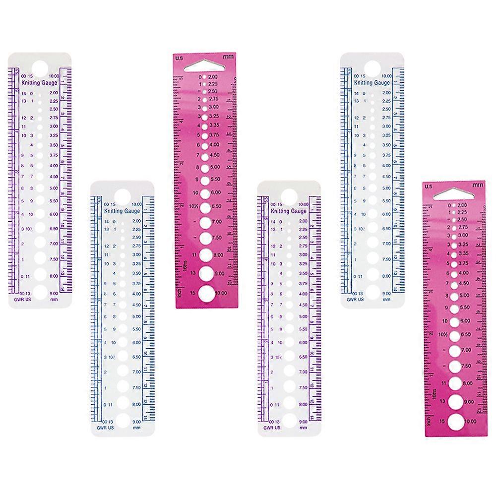 6pcs Essential Knitting Gauge Tool Professional Weaving Ruler and Needle Measure