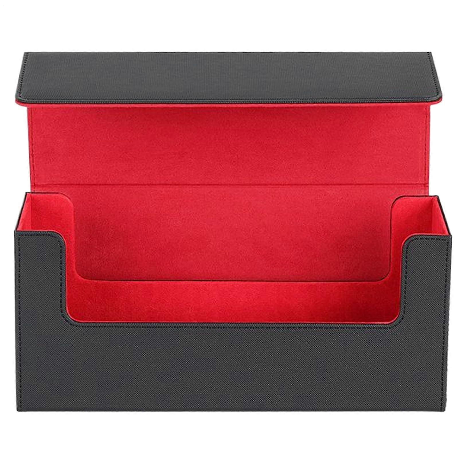 Deck Box Storage, Trade Card Storage Box, Large Capacity Magnetic Closure Black Red Ref: 3018