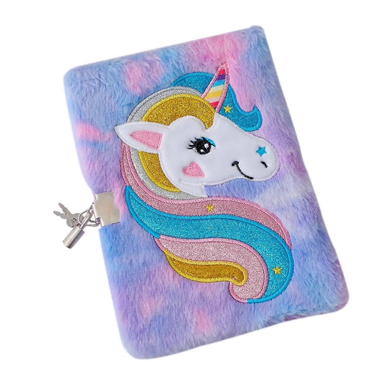 Notebook with Lock Diary for Kids Plush Secret Diary Journals Unicorn