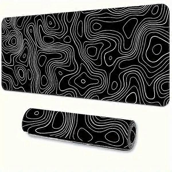 Large Mouse Pad Keyboard Mouse Desk Pad (Black Line Desk Mat, 400X800X2Mm)