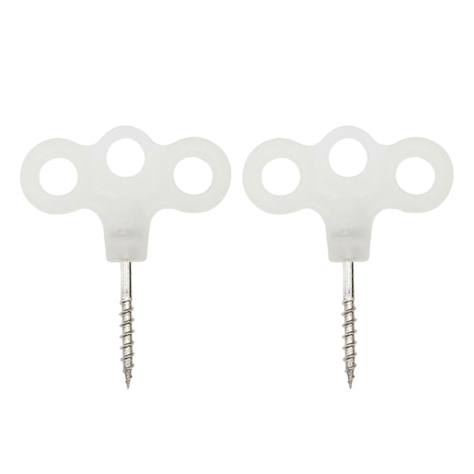 Ground Anchors with Three Eyelets and Threads for Camping, Set of 2 White