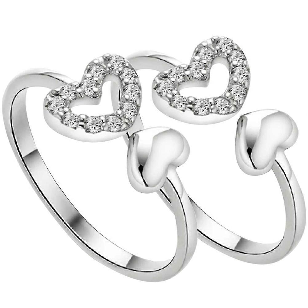 Durable Heart Ring for Women Made of Metal in Silver Color Size Adjustable Versatile Elegant Design