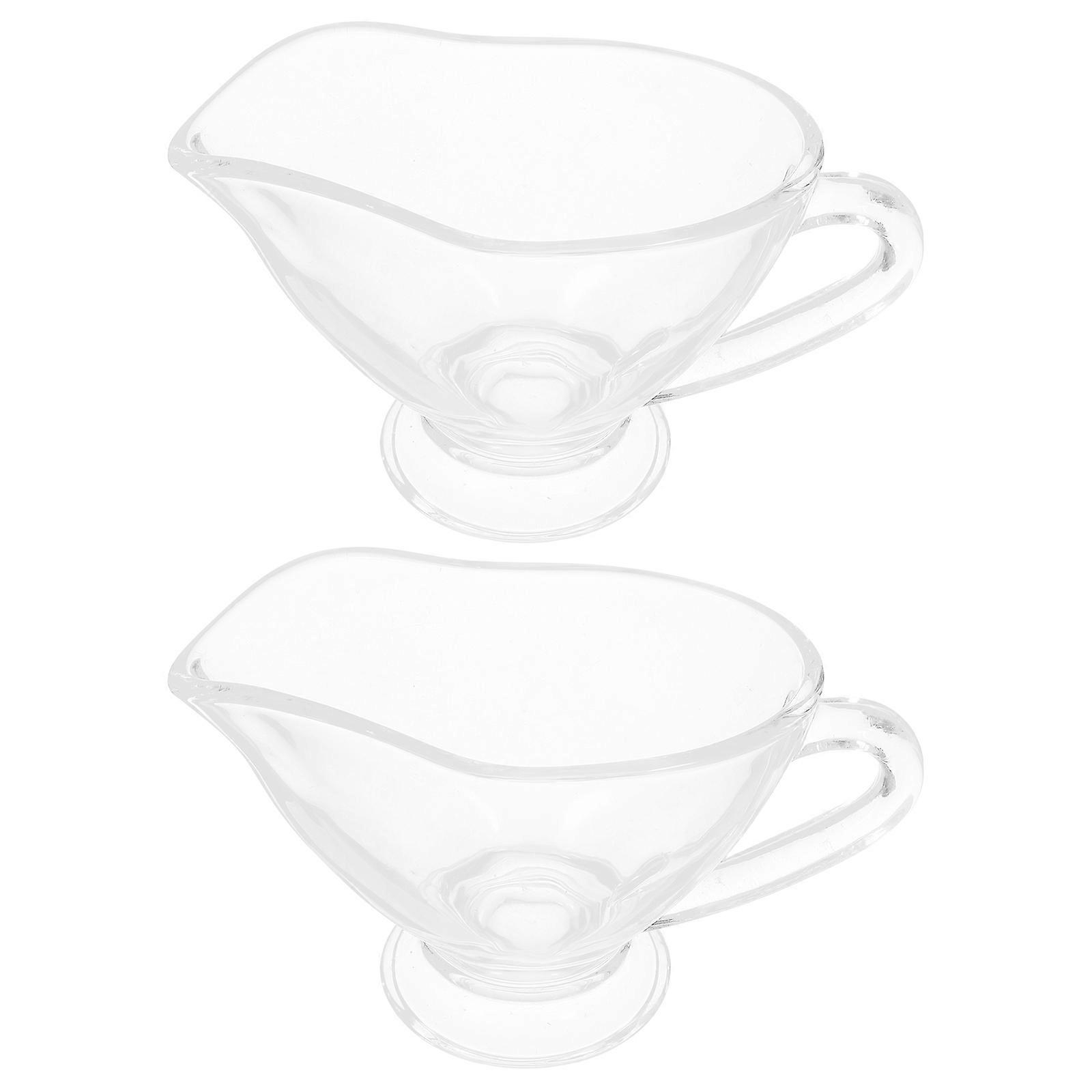 Clear Glass Gravy Boat with Handle Versatile Sauce Dish for Serving Milk, Dressings at Home, Café, Restaurant & Catering Events