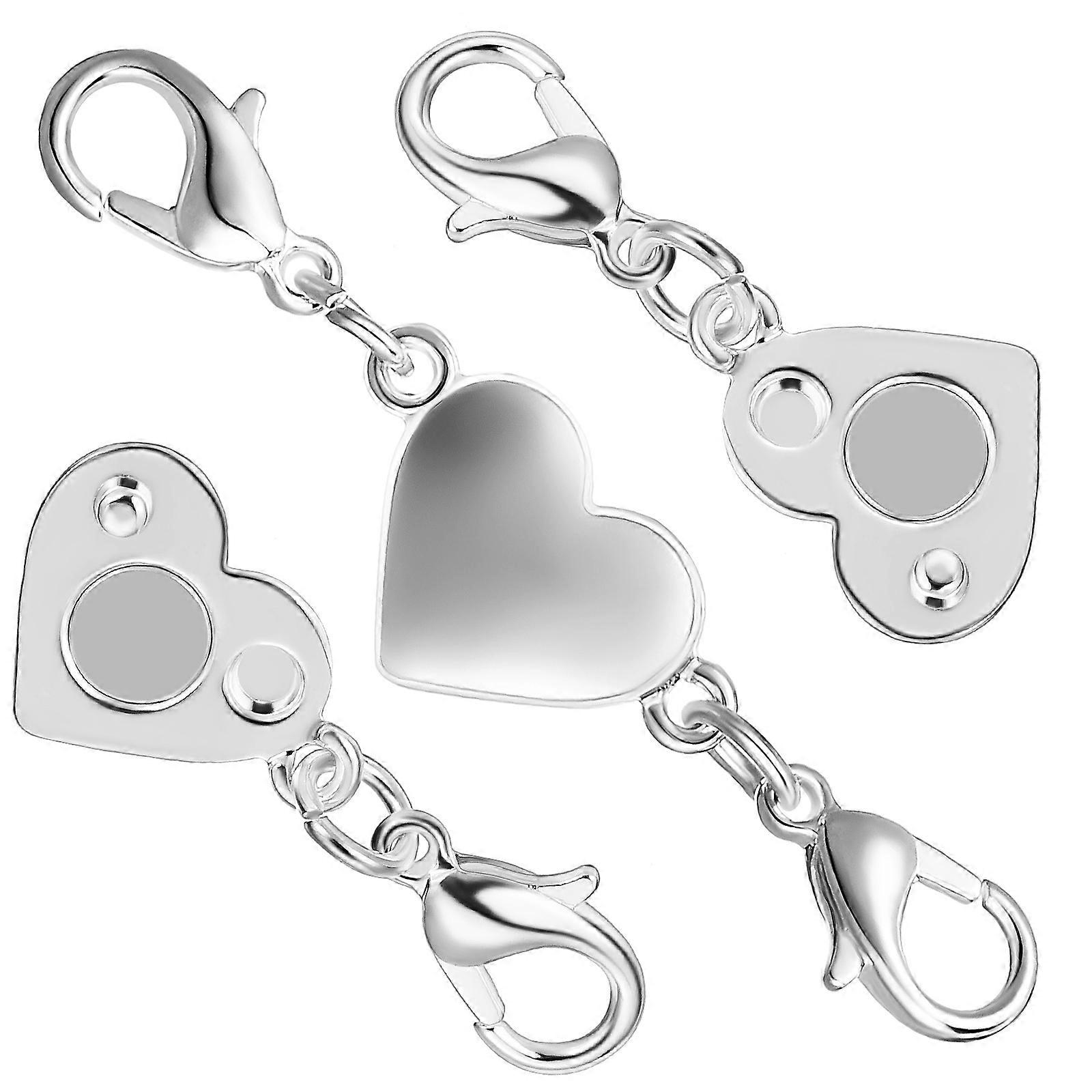 Here's a polished product description for your **Heart Shaped Magnetic Necklace Clasps**:
**2 pcs Heart Shaped Magnetic Necklace Clasps – Silver