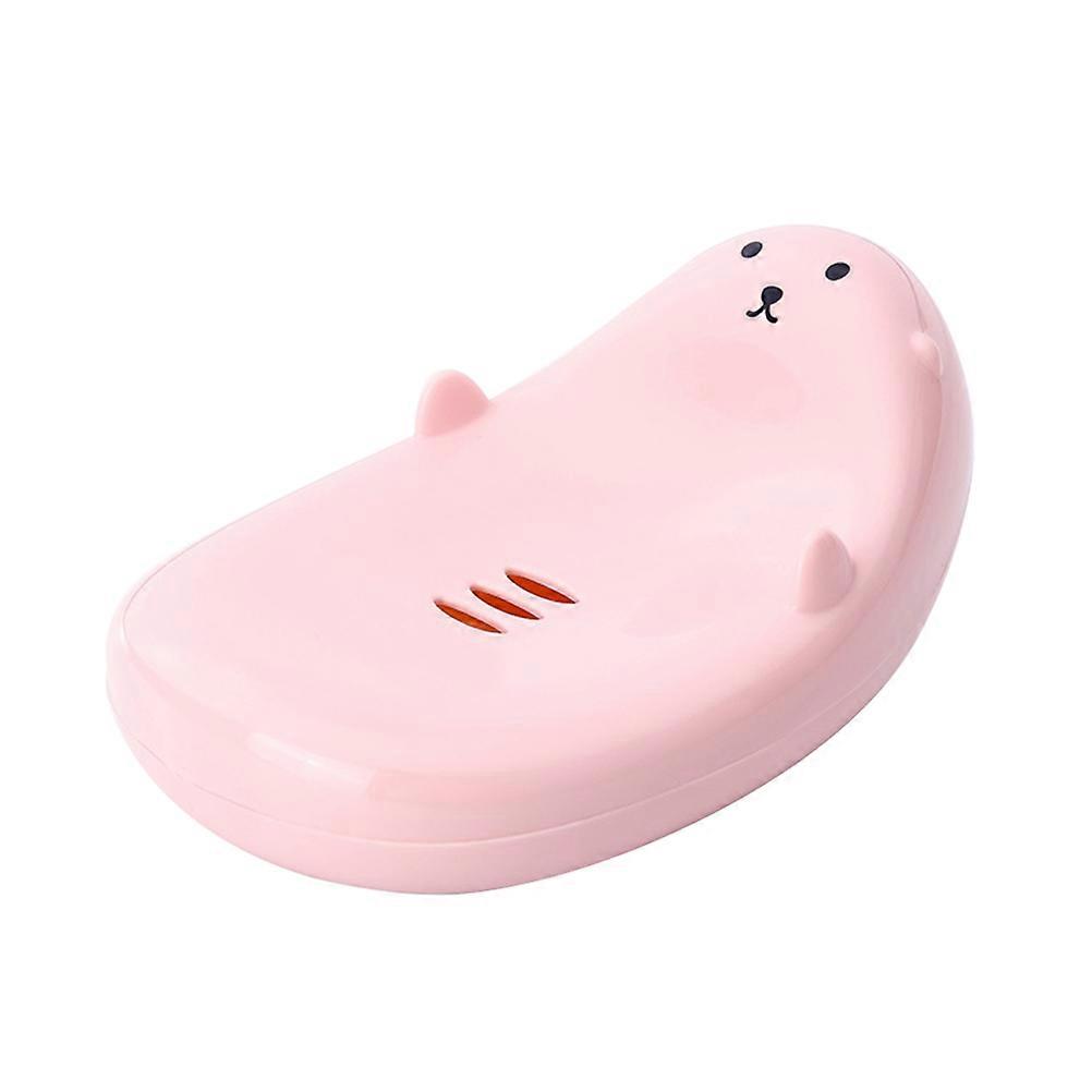 Pink Plastic Soap Dish Drainer Holder for Bathroom Use with Compact Size Great for Travel or Gym