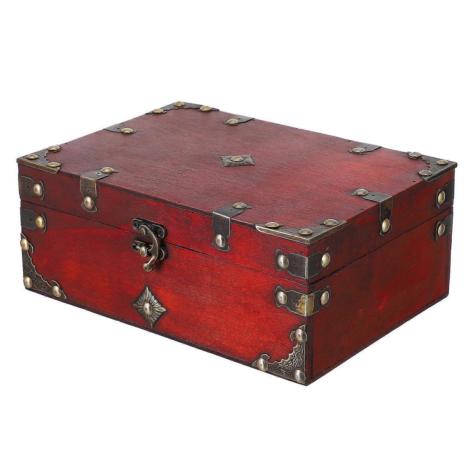 Retro Jewelry Box for Storage Use Synthetic Material Dark Red Color Elegant Design 1pc