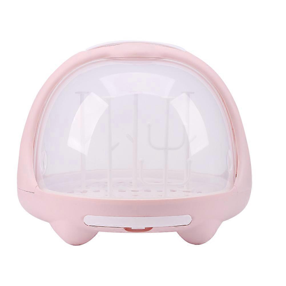 Children's Tableware Storage Box Rectangular Pink Design With Drying Functionality 1Set