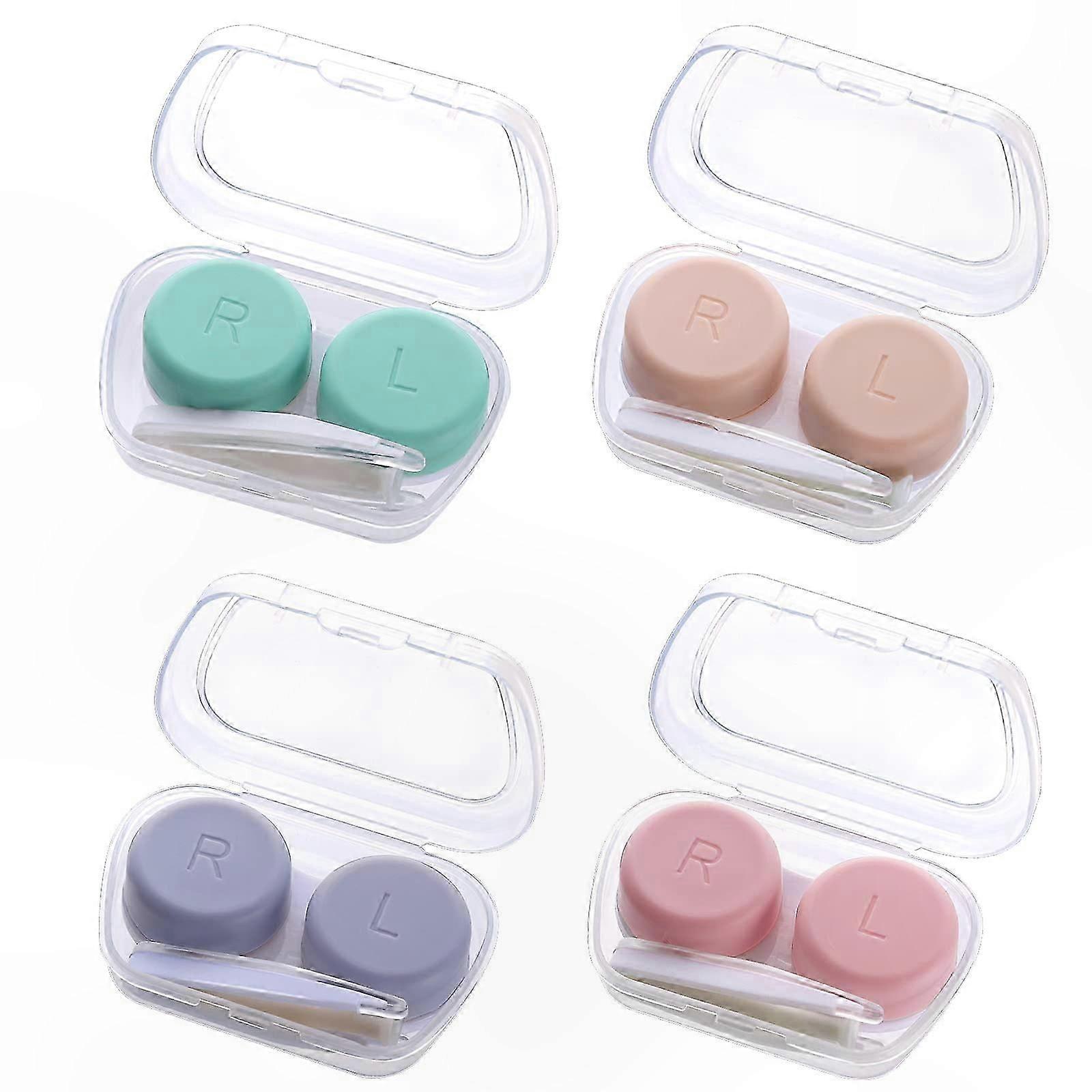 4-Pack Contact Lens Storage Kit with Tweezers and Applicator Stick