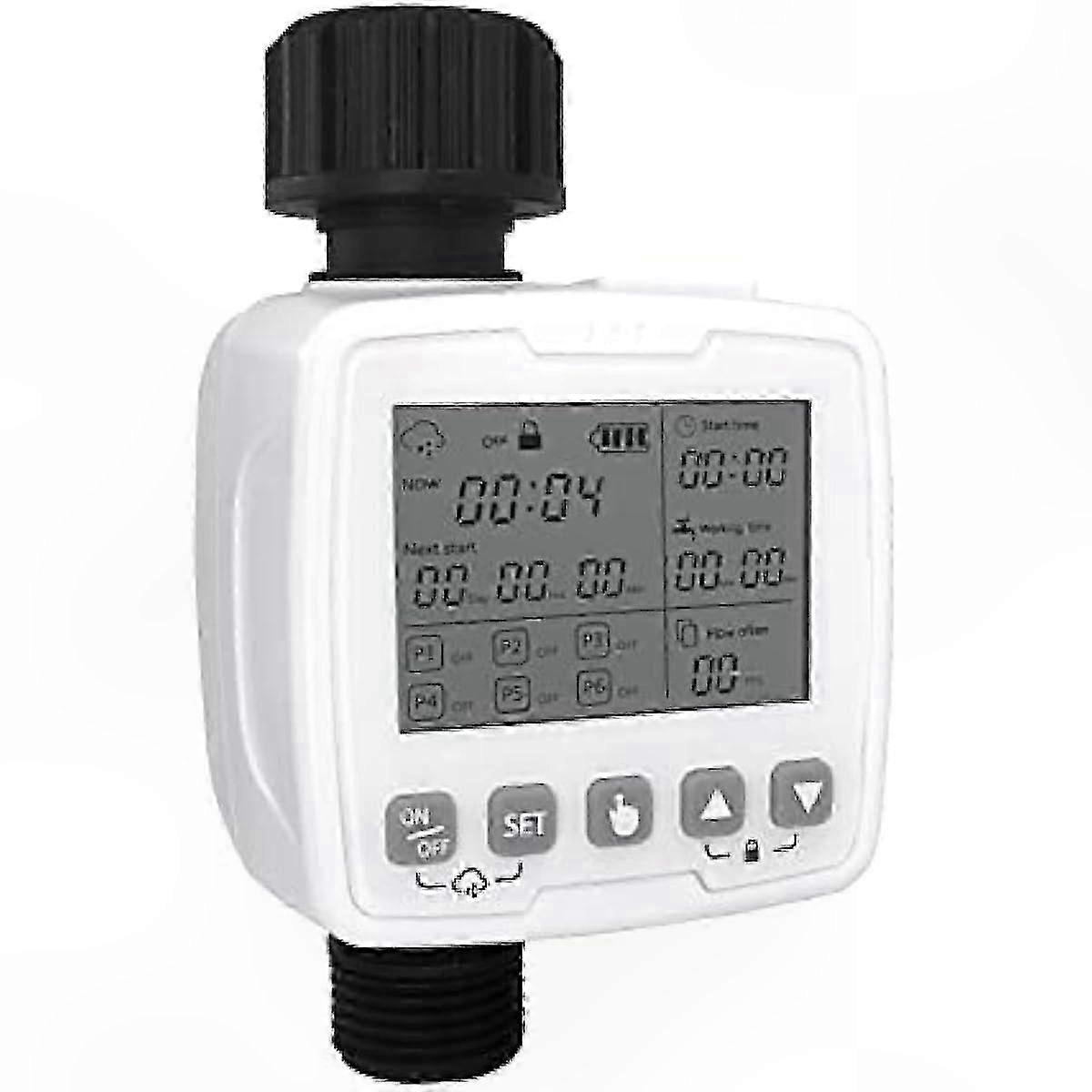 Waterproof Smart Irrigation Timer with Rain Sensor LCD Display 6 Custom Programs for Outdoor Garden Use IPX5 Rating