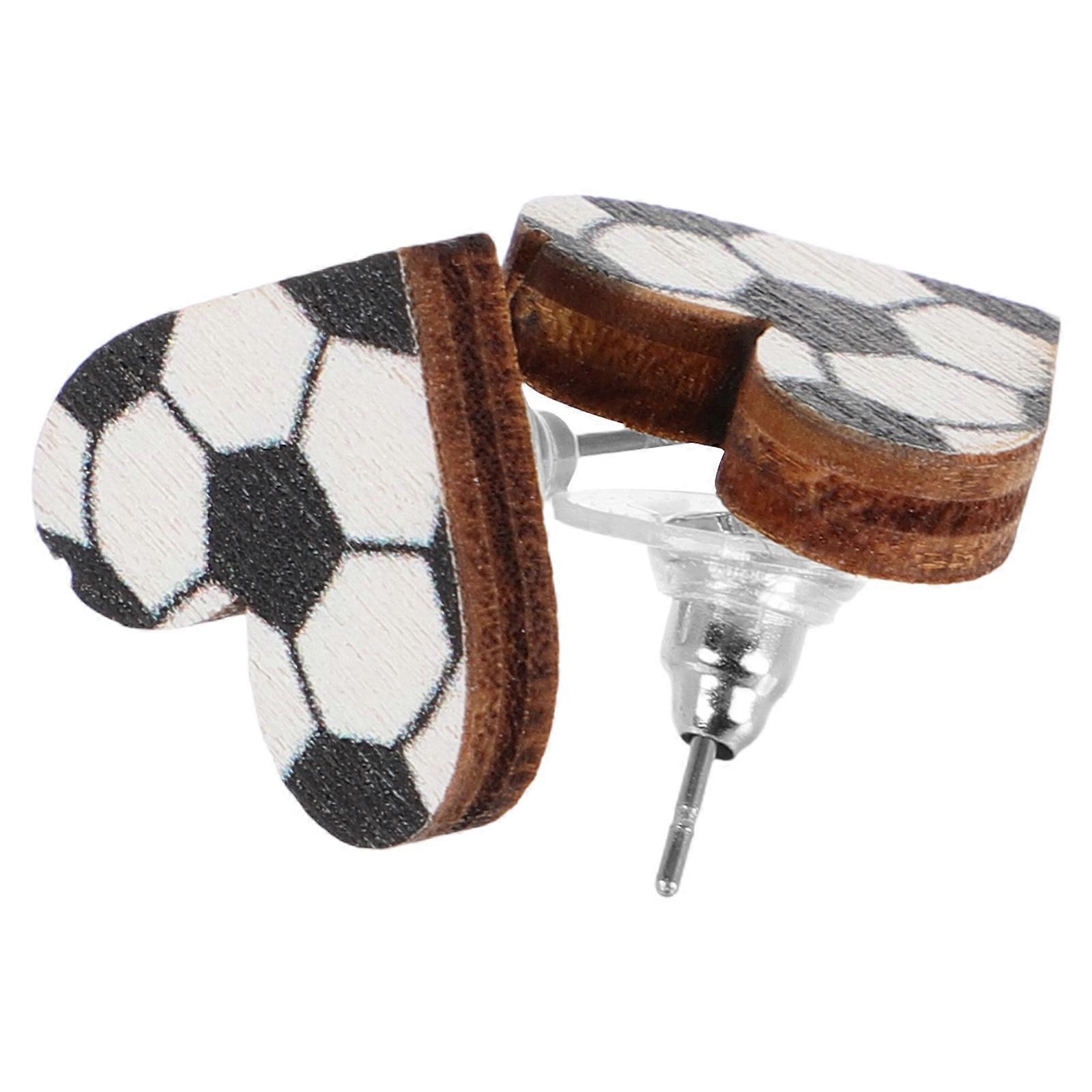 Wood Heart Shaped Stud Earrings for Women Fashion Accessories with Durable Material Assorted Color