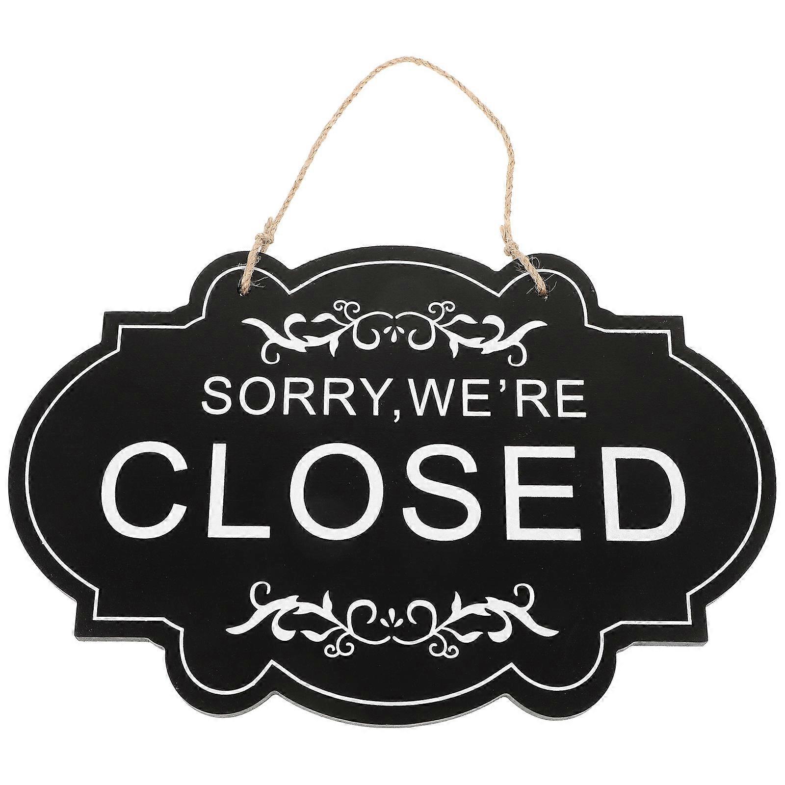 Hanging Door Sign Open Closed Indication For Home Entrances Rectangular Black 1Set