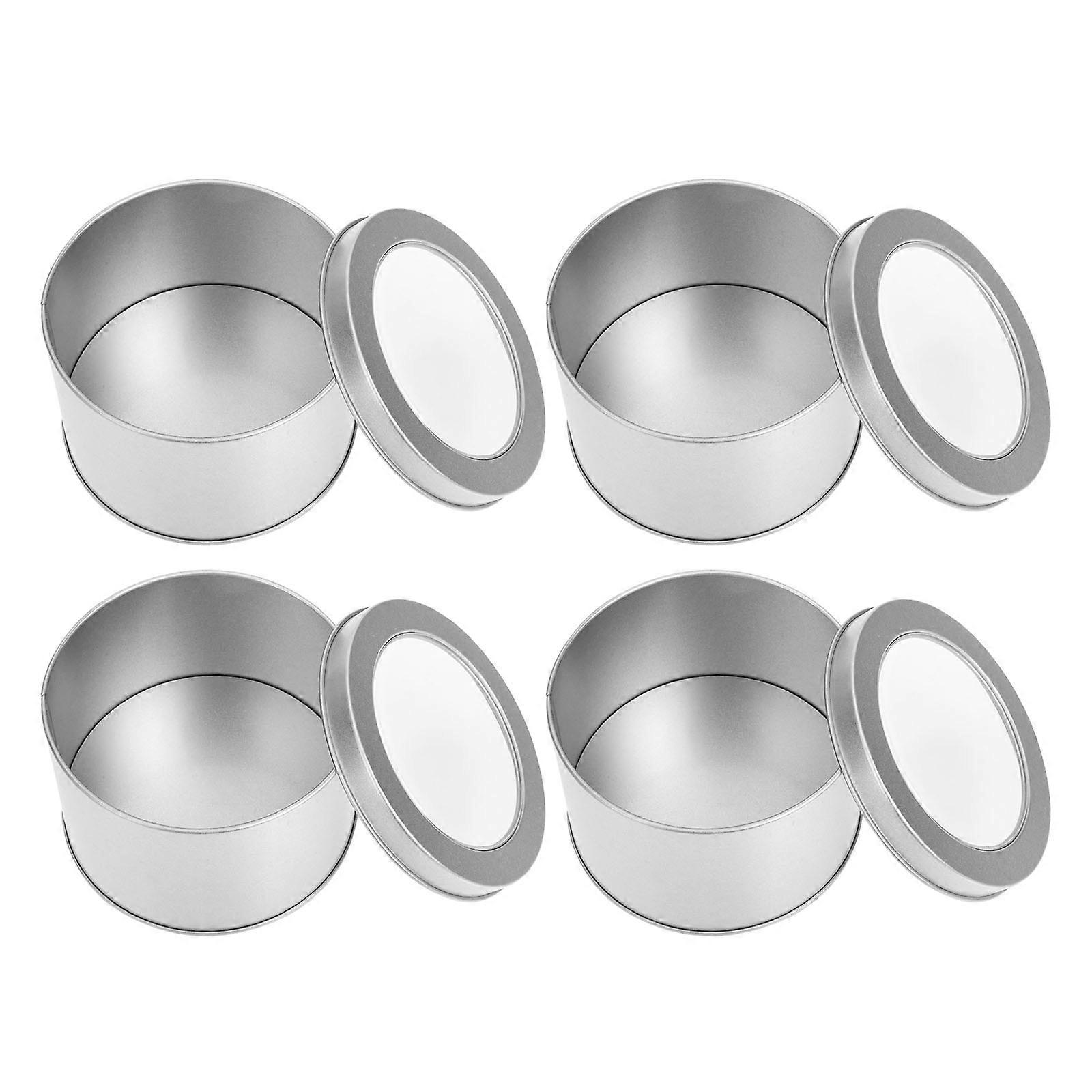 4 Pcs Tinplate Cans Round Candies Tins Sweets Packaging Tins Candy Cases