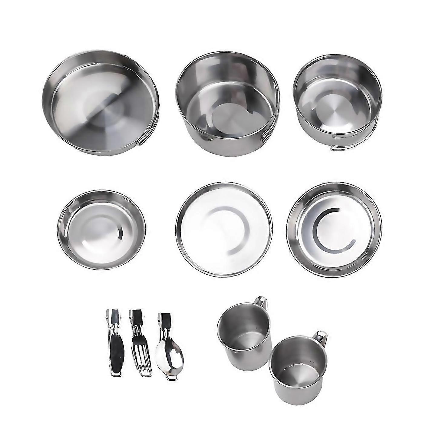 Camping Cookware Setstainless Steel Camping Pot Portable Outdoor Tableware Set Foldable And Stack