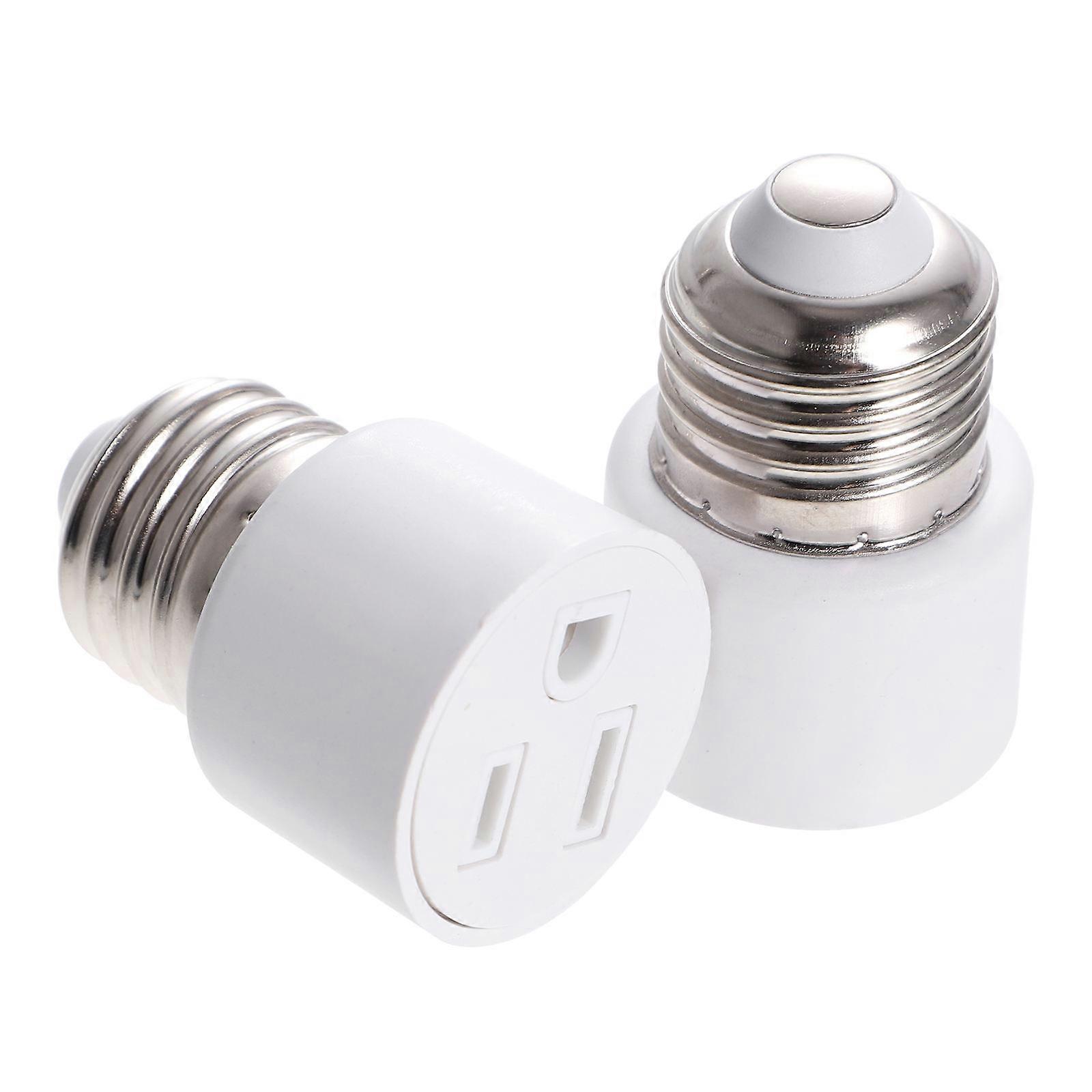 Light Bulb Socket To Outlet Splitter Suitable For Garage Door Opener Applications In White Color 2Pcs