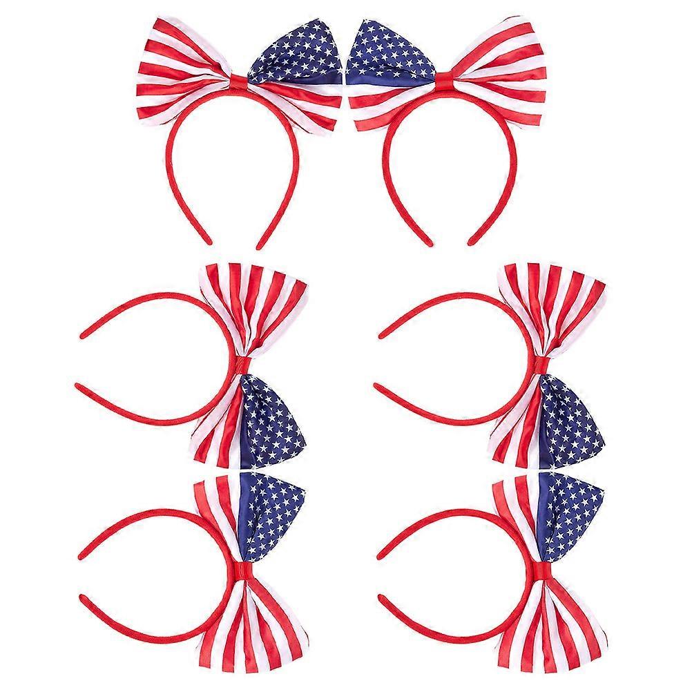 a refined and professional product description based on the title you provided:

 

**6pcs Satin Bowknot Hairbands Patriotic Headbands for