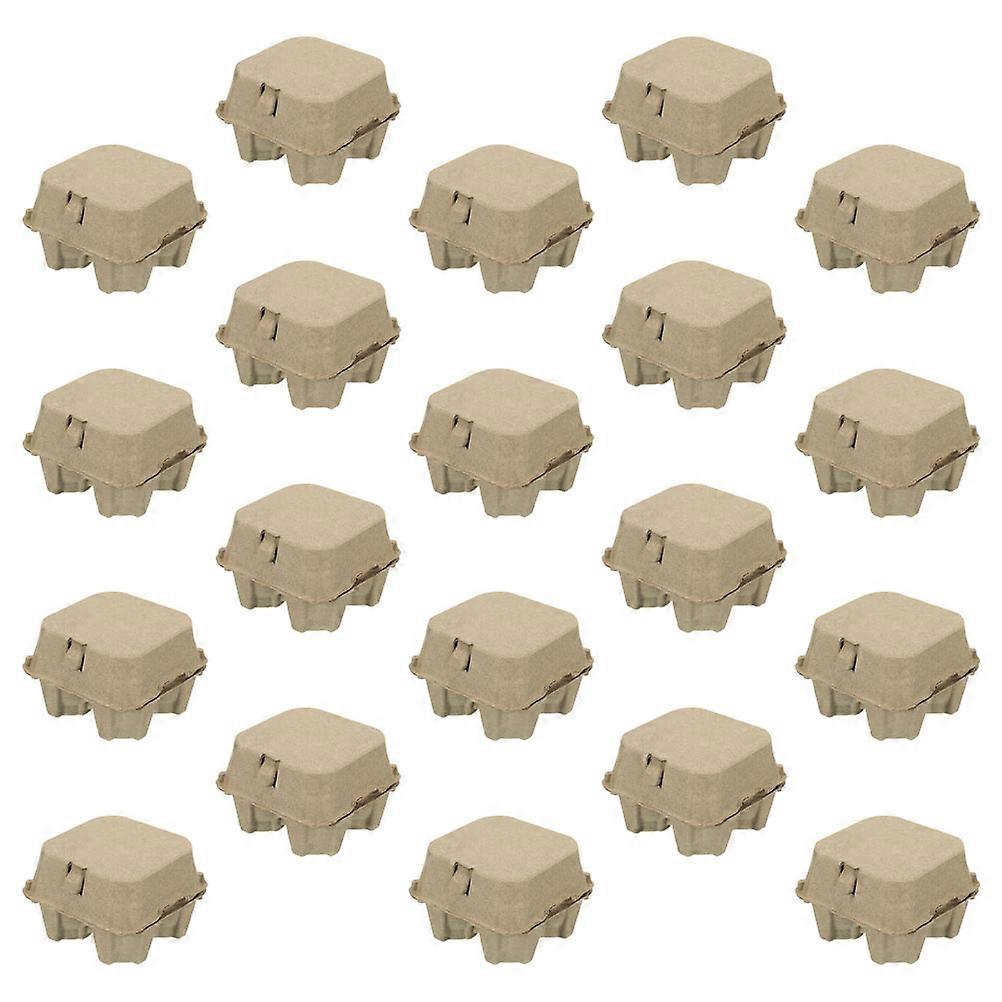 Egg Cartons For Kitchen Use 4-Grids Square Khaki Paper Egg Container 35Pcs For Safe Egg Transportation