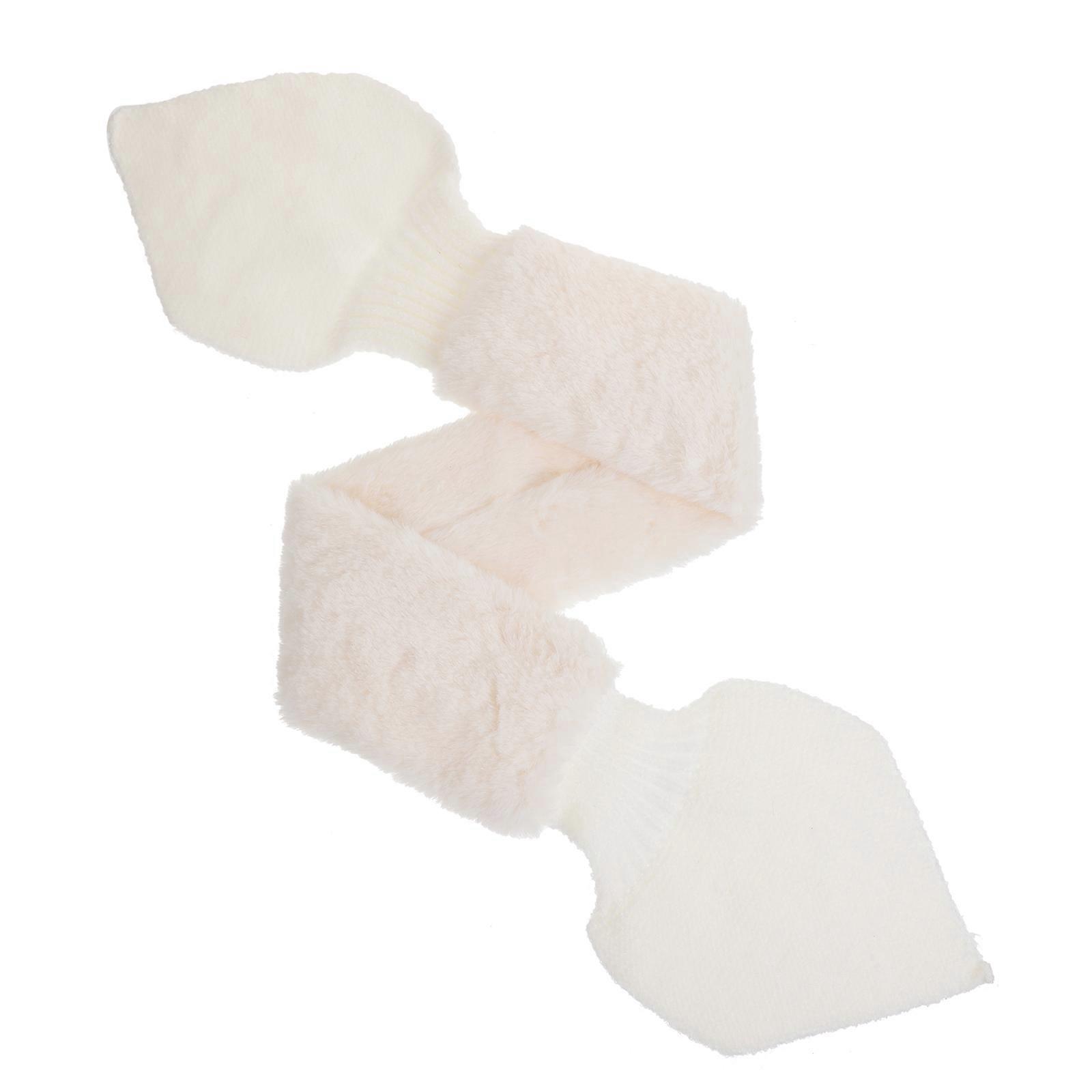 Women's's White Plush Polyester Winter Scarf Unique Design for Outdoor Activities Size 12.0 x 60.0 Inches