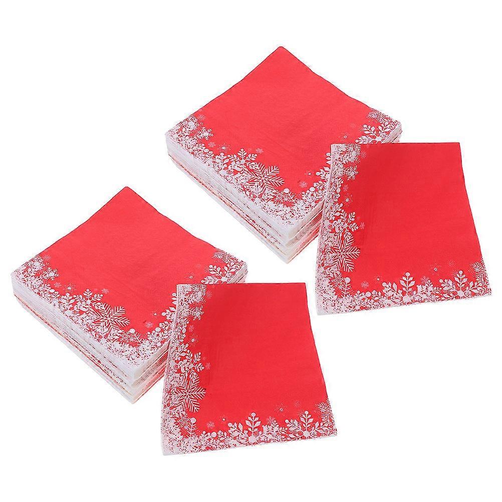 120pcs Christmas Red White Snowflake Disposable Paper Napkins for Holiday Parties and Seasonal Gatherings – High Absorbency Serviettes for Dinner