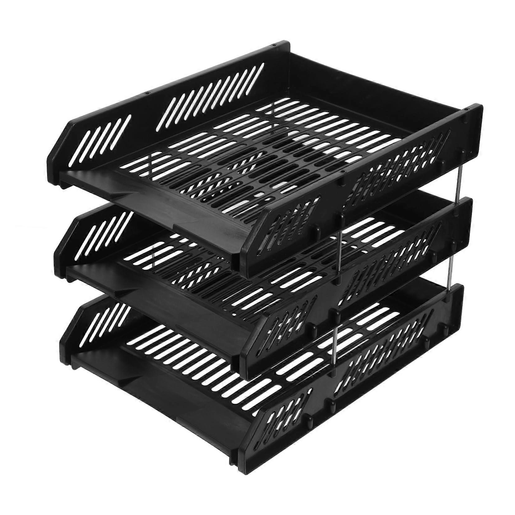 Stackable letter tray organizer For paper trays File holder Document organizer Black Stainless steel