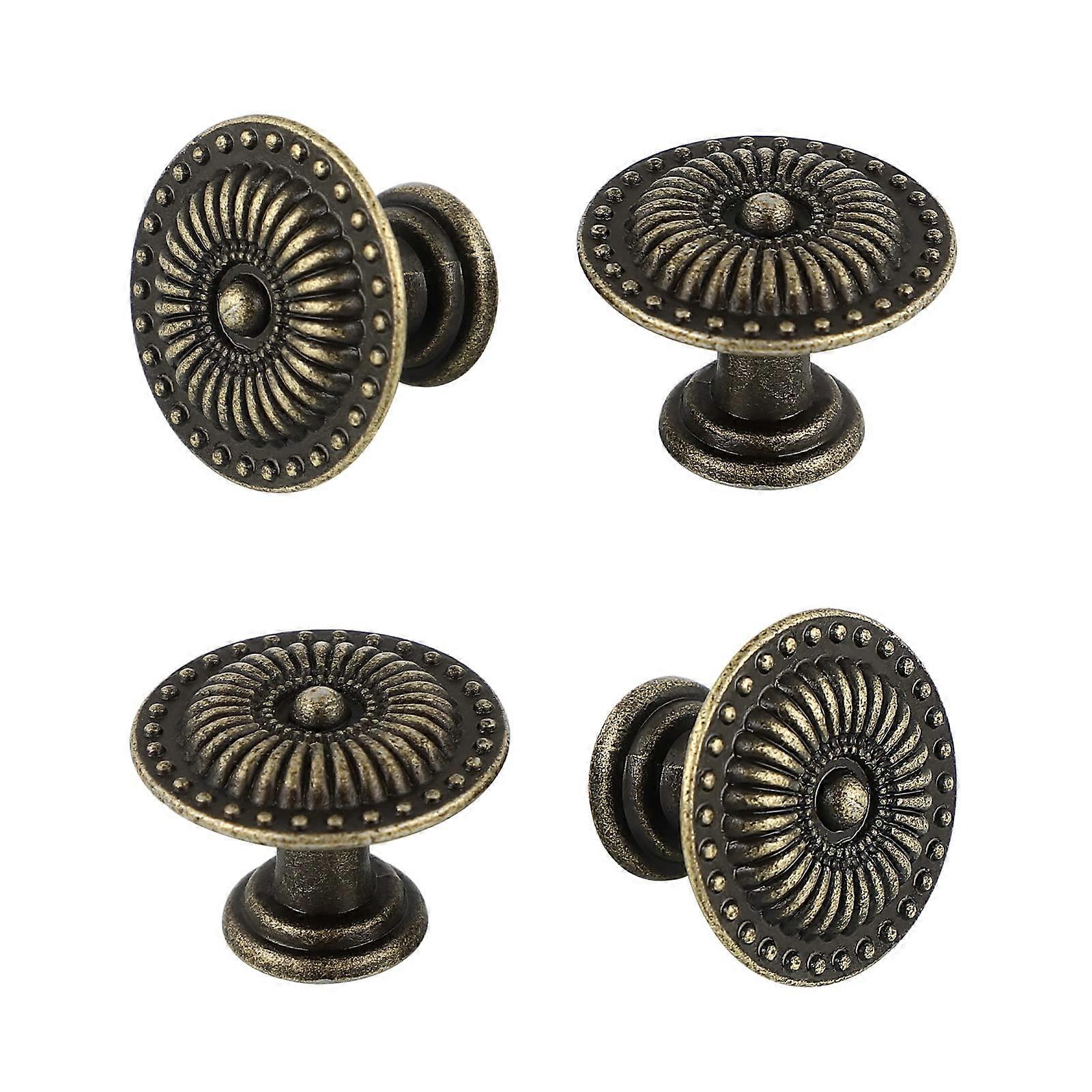 4pcs Vintage Drawer Cupboard Pull Handle Knob (Bronze) Bronze Finish Cabinet Hardware 4 Pack Vintage Style