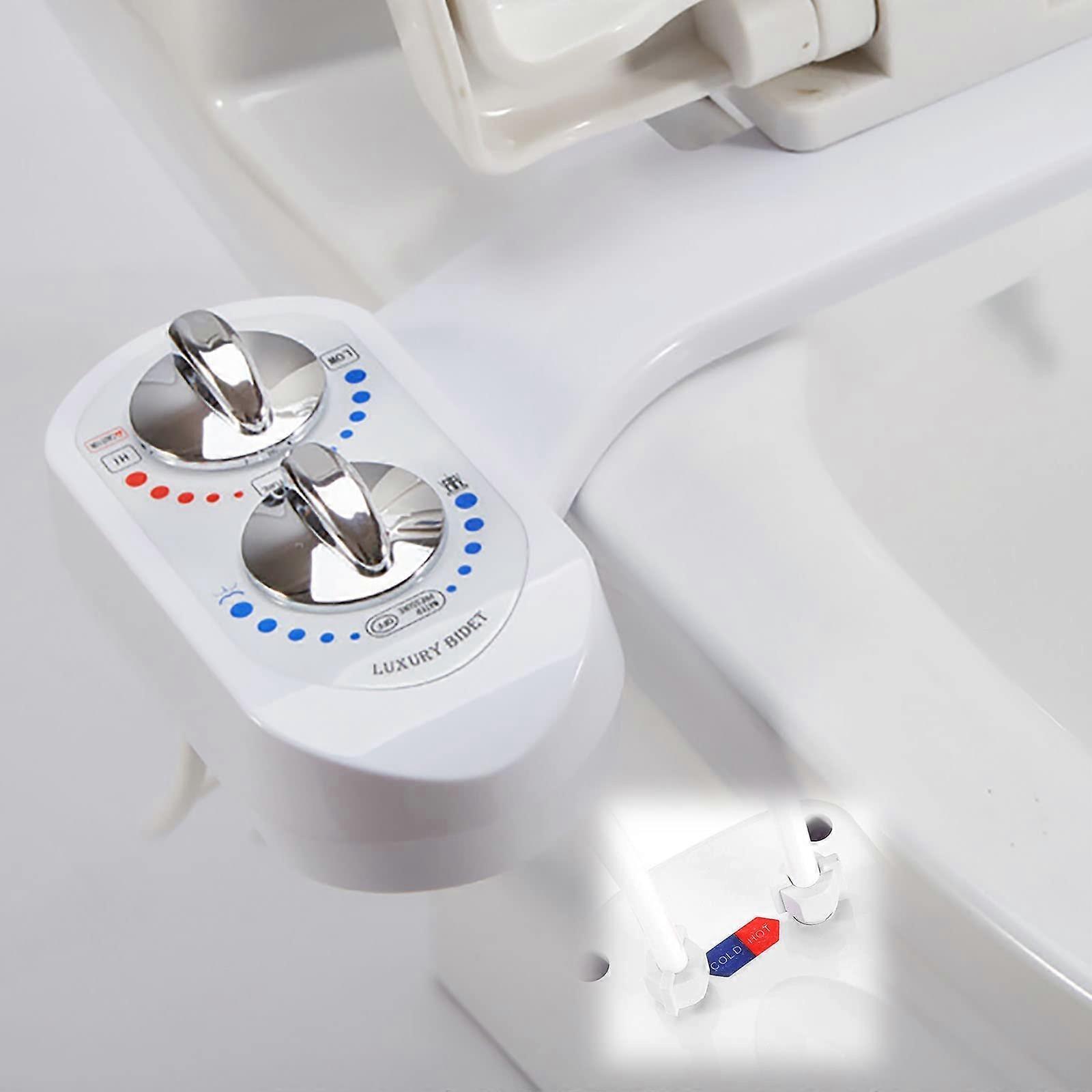 Bidet Insert for Toilet - Ultra Slim Non-Electric Bidet Attachment with Cold and Hot Water Spray, White, Easy Installation