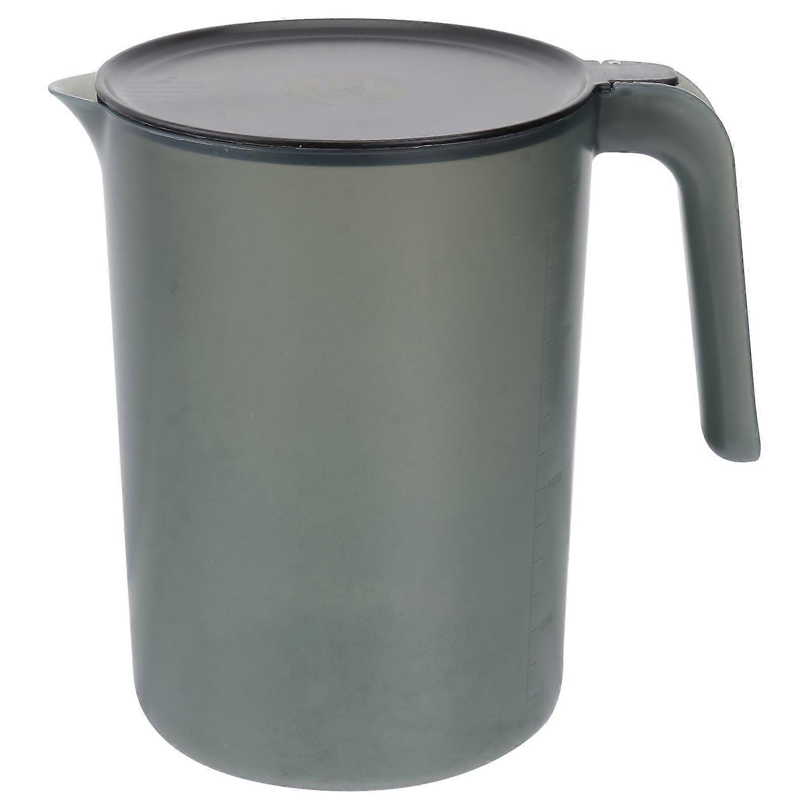 1Pc 2000ML Plastic Beverage Kettle Heat Resistant Cold Water Jug Juice Pitcher with Handle(Black)