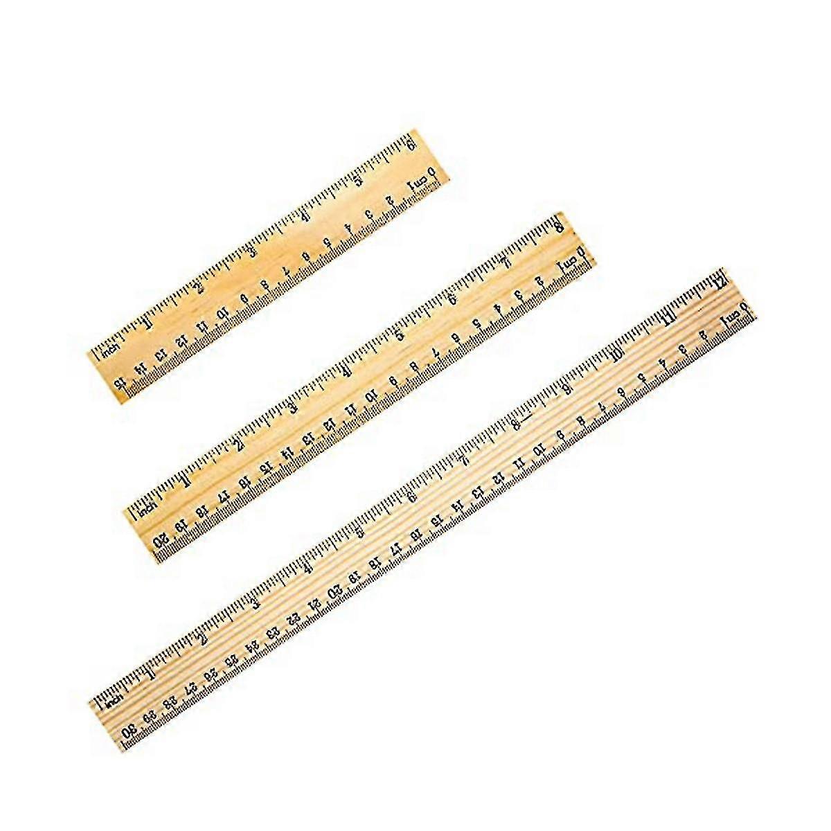 3pcs Single-Sided Double Scale Ruler Set: 12", 8", 6" Length for Teachers & Measuring Activities