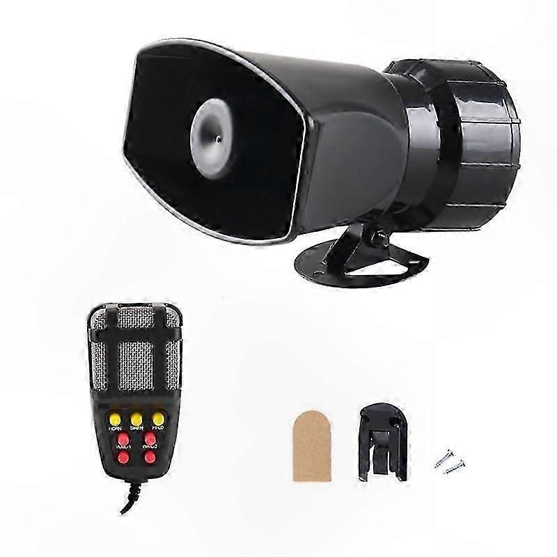 12V Wireless Siren with 7 Sounds, 120DB Loud Alarm for Car and Fire Warning, Durable Vehicle Accessory