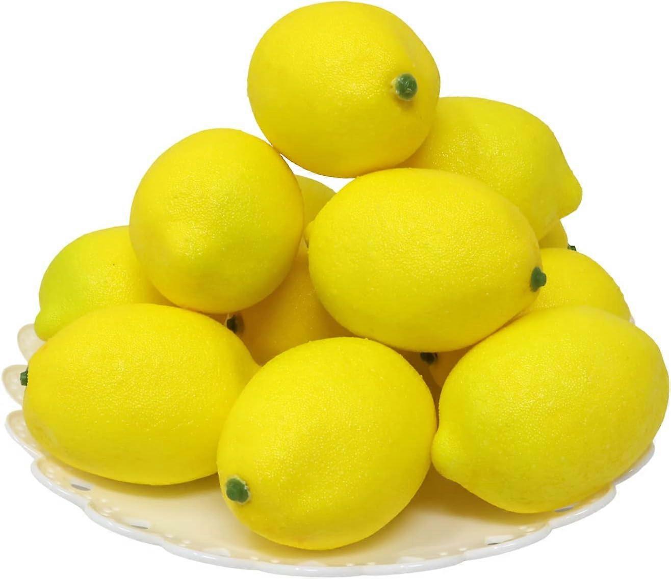 12PCS Lifelike Artificial Lemon, Realistic Faux Lemon Fake Fruit