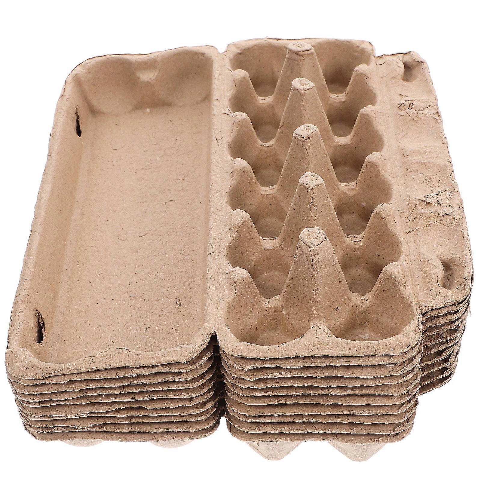 Egg Storage Boxes Rectangular Refrigerator Organization Khaki Paper Pulp Safety Protection 10Pcs