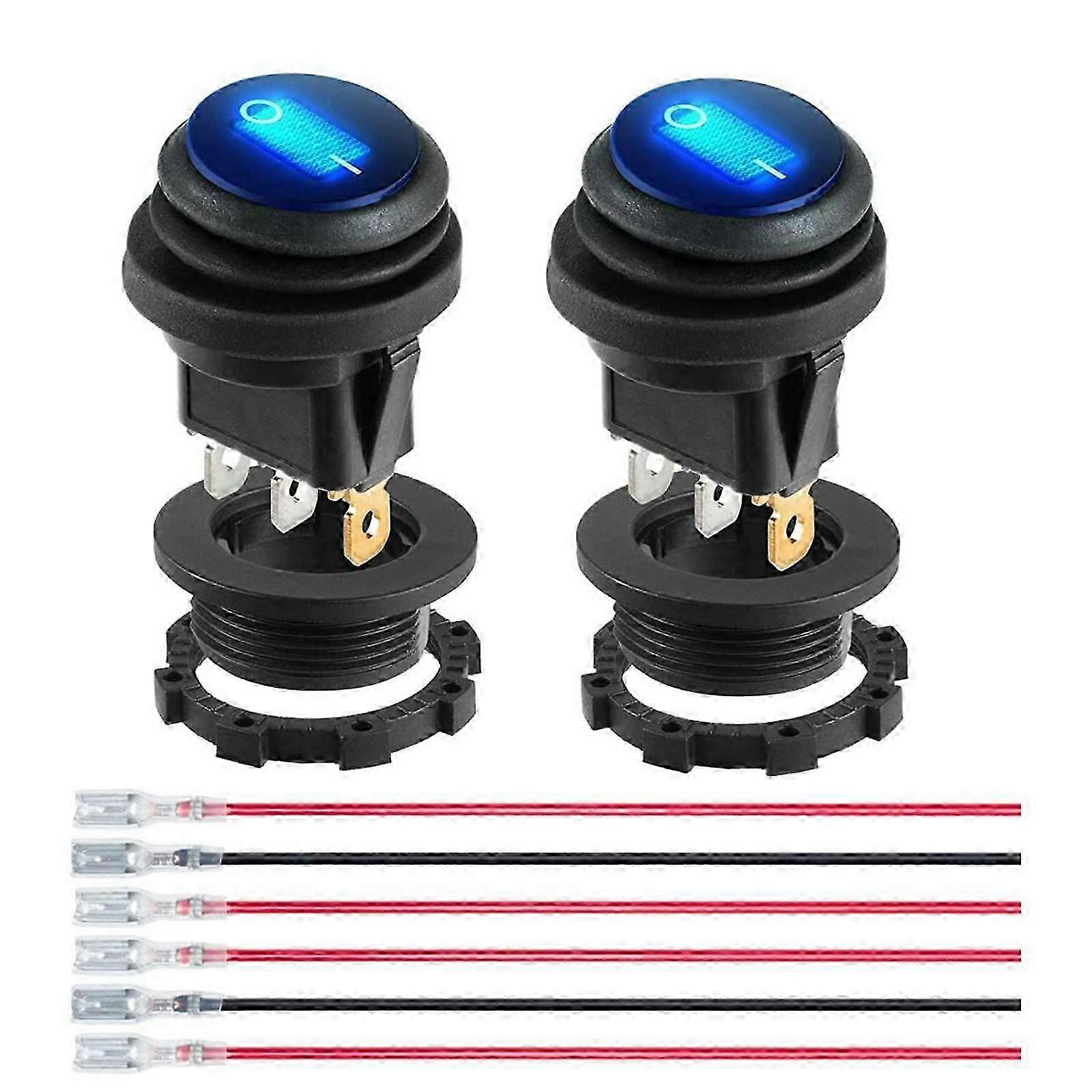 ON/OFF 12V Round Rocker Dot Switch Waterproof LED Light Toggle Switches