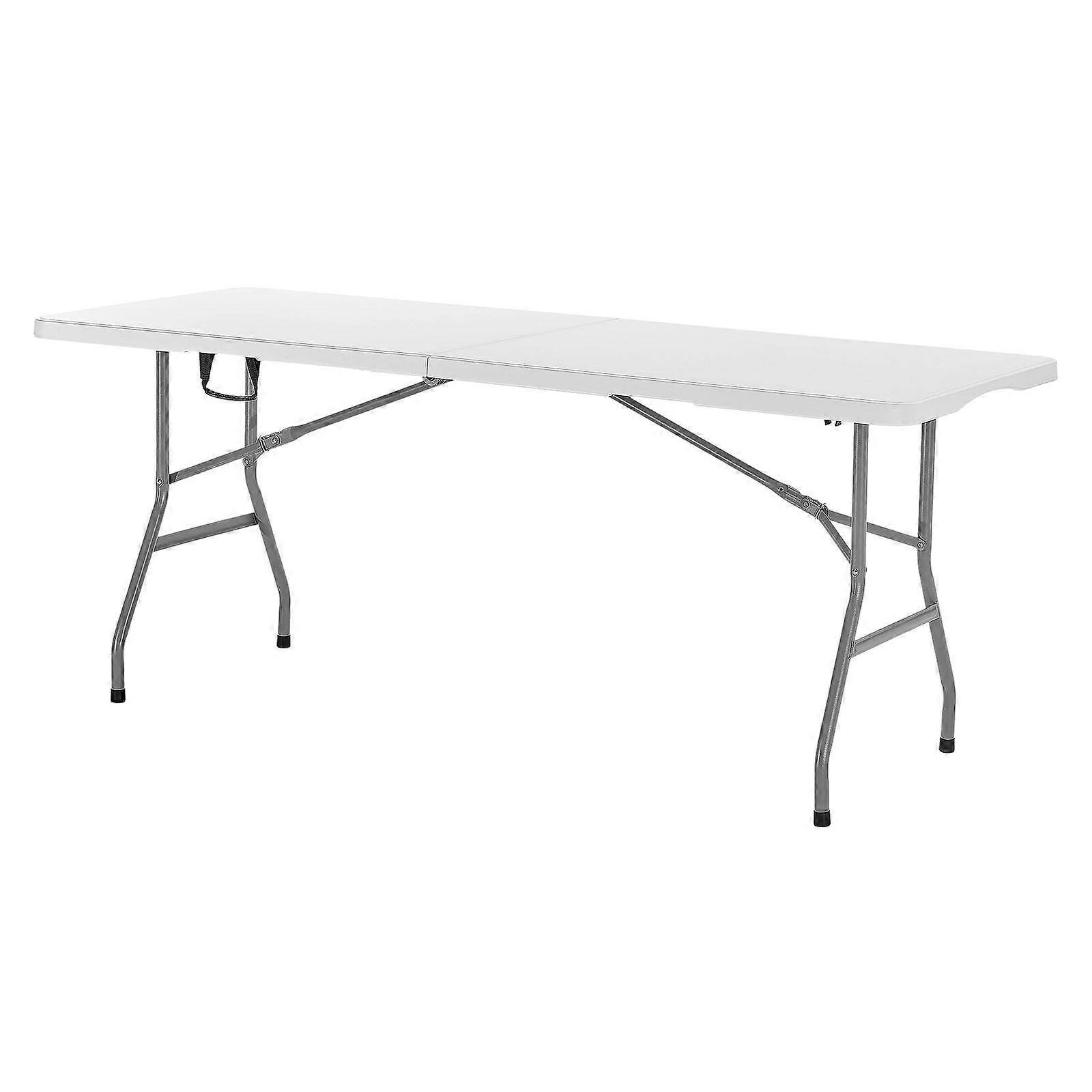 Folding Table, 6 Ft Heavy Duty Portable Fold-in-Half Utility Table with Built in Handle, White