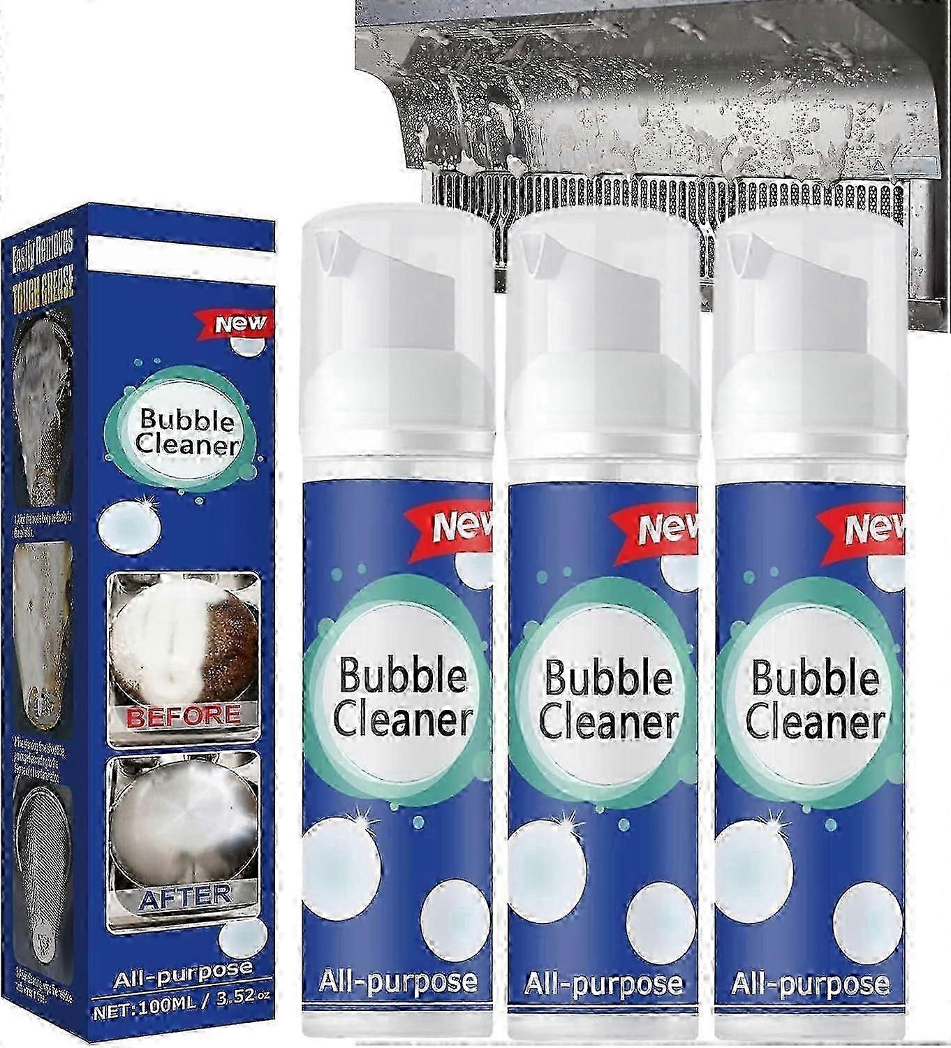 Nettoyant moussant pour taches d’huile lourde, spray de nettoyage en profondeur de cuisine tout usage Bubble Cleane, spray de nettoyage tout usage sans rinçage, graisse et crasse tenaces
