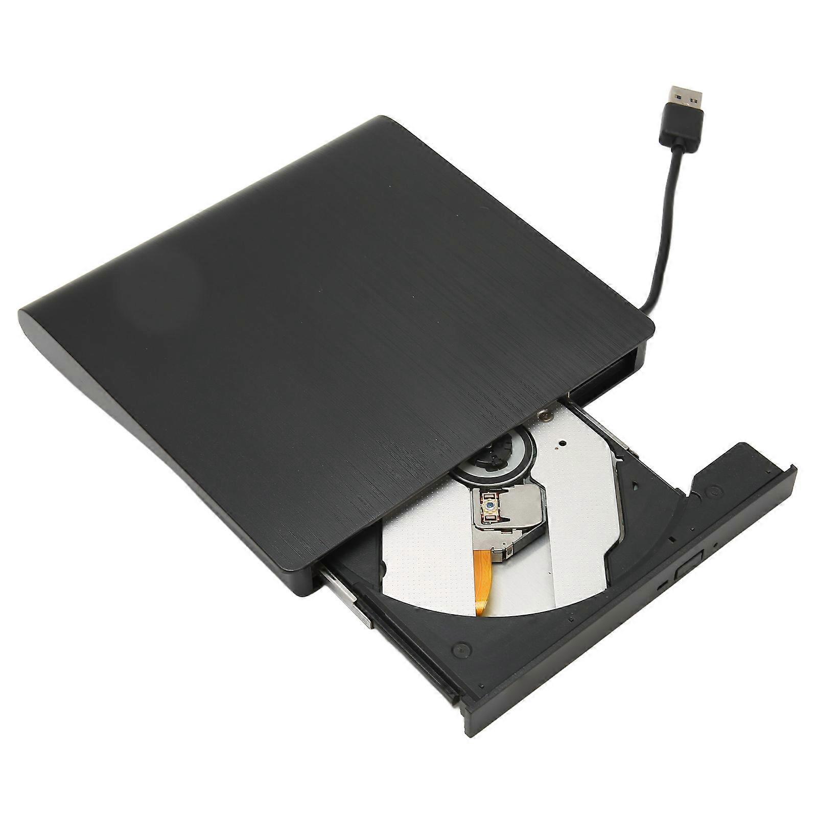 USB 3.0 Ultra Thin External DVD Writer with USB-C Adapter Black