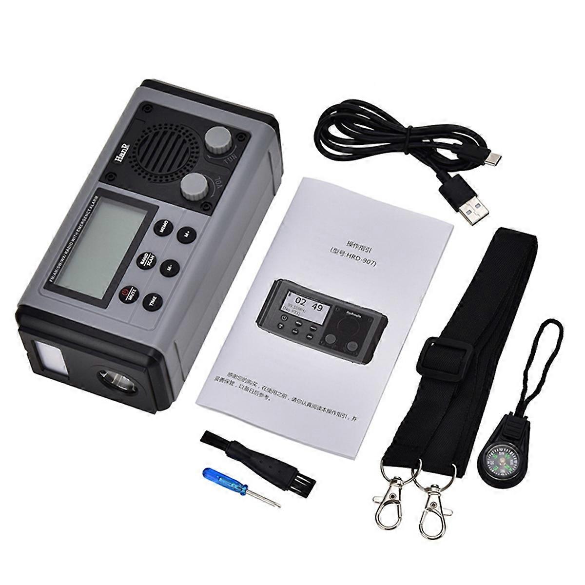 HRD907 Crank Radio 10000mAh Emergency Radio Solar Charging Lighting Mobile Portable Radio for Blackout Emergency Use A