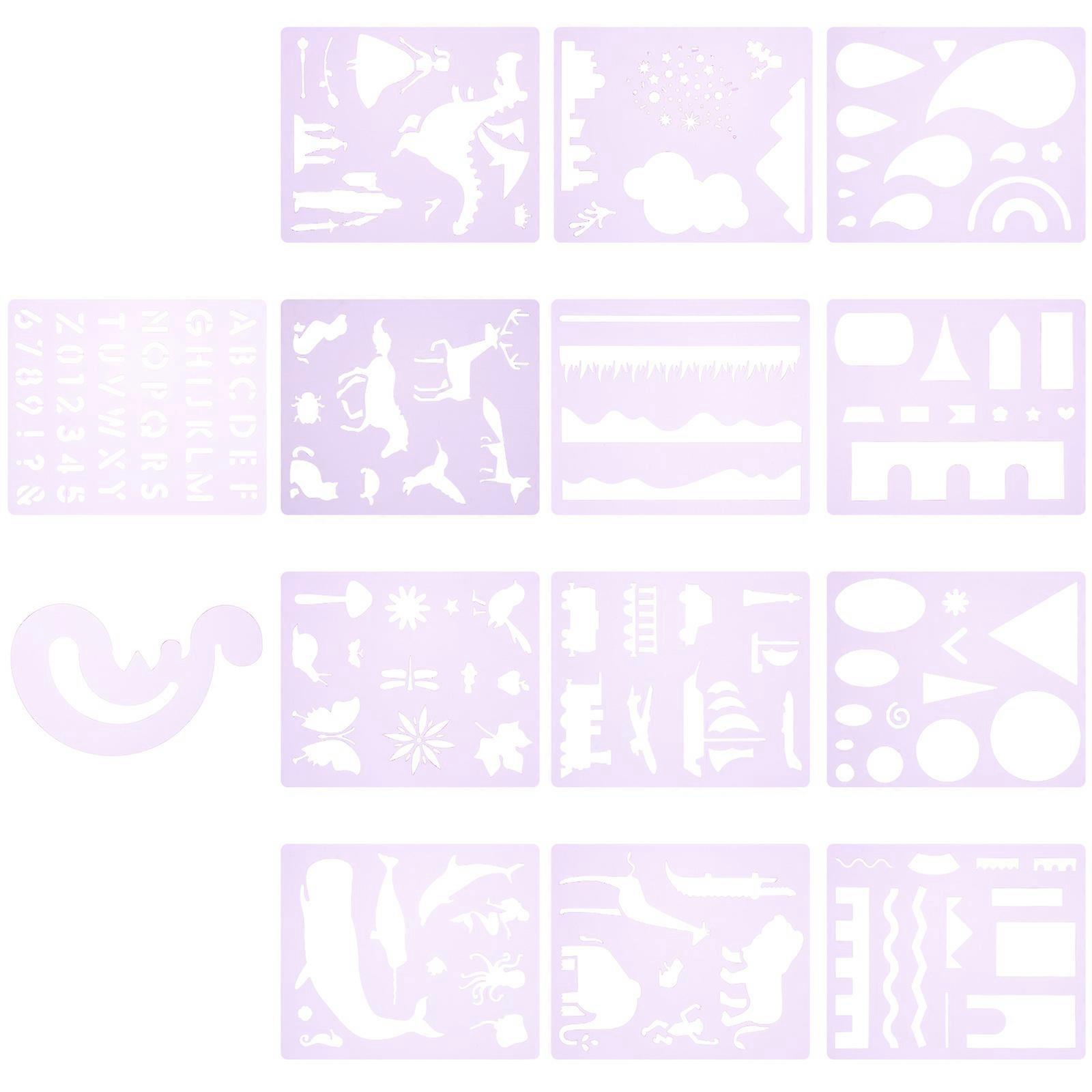 Scrapbooking Template Sets 14Pcs for Craft Projects Home Decor Violet Pet Reusable