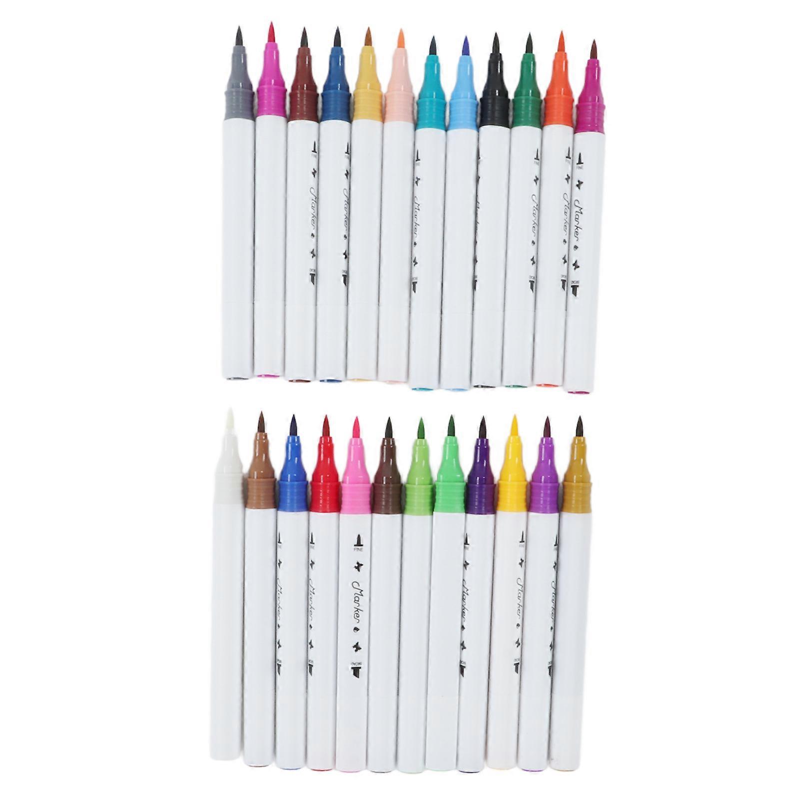 24 Pcs Triangular Rod Double Head Water Based Markers Set