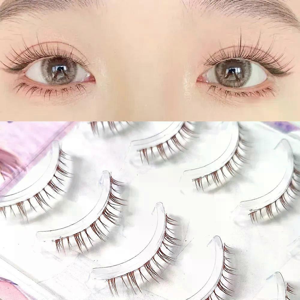Brown Color 5 Pairs Bottom Eyelashes Set Makeup Lower Eyelash Extension Natural Short Eye Lashes Handmade Reusable