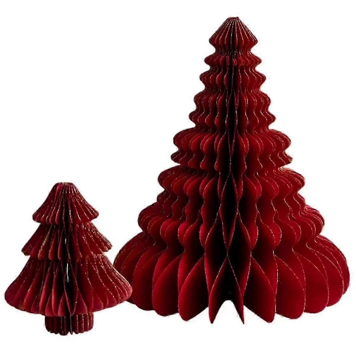 Red Mini Christmas Tree 3D Paper Decoration for Home: New Year Photo Props