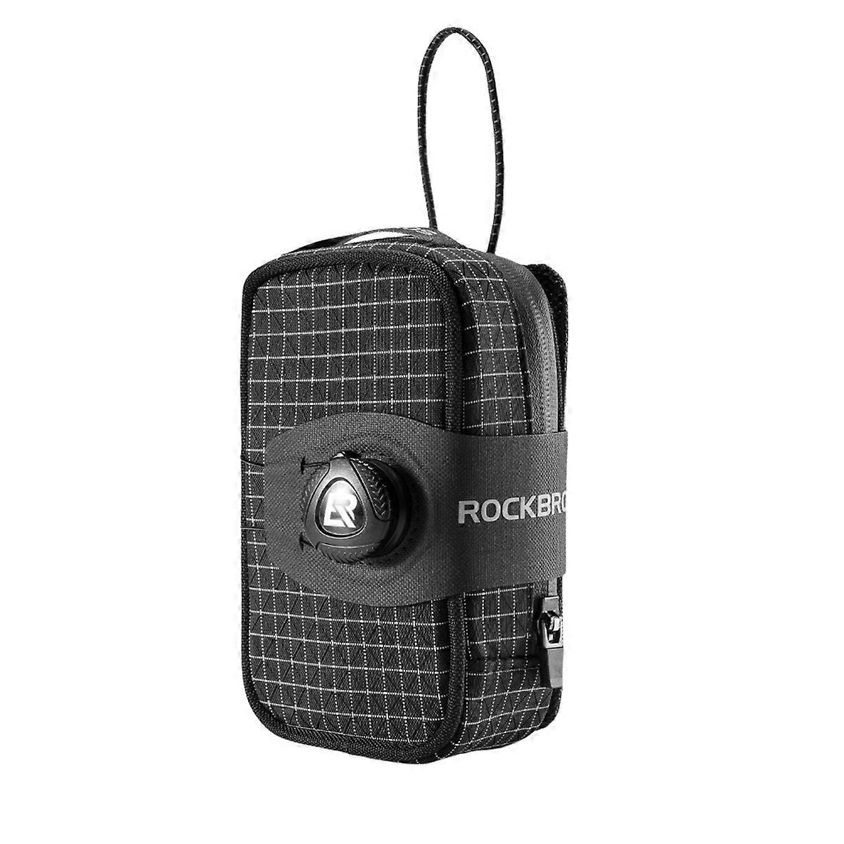 Mini Saddle Bag Portable Bicycle Storage Bag Multifunctional Small Tools Bag Black Grid