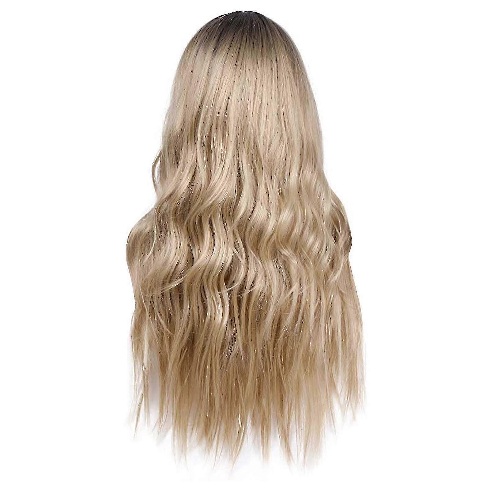 2025 Women's Gold Curl Set Wavy Curl Wig Can Be Straightened and Bent Party