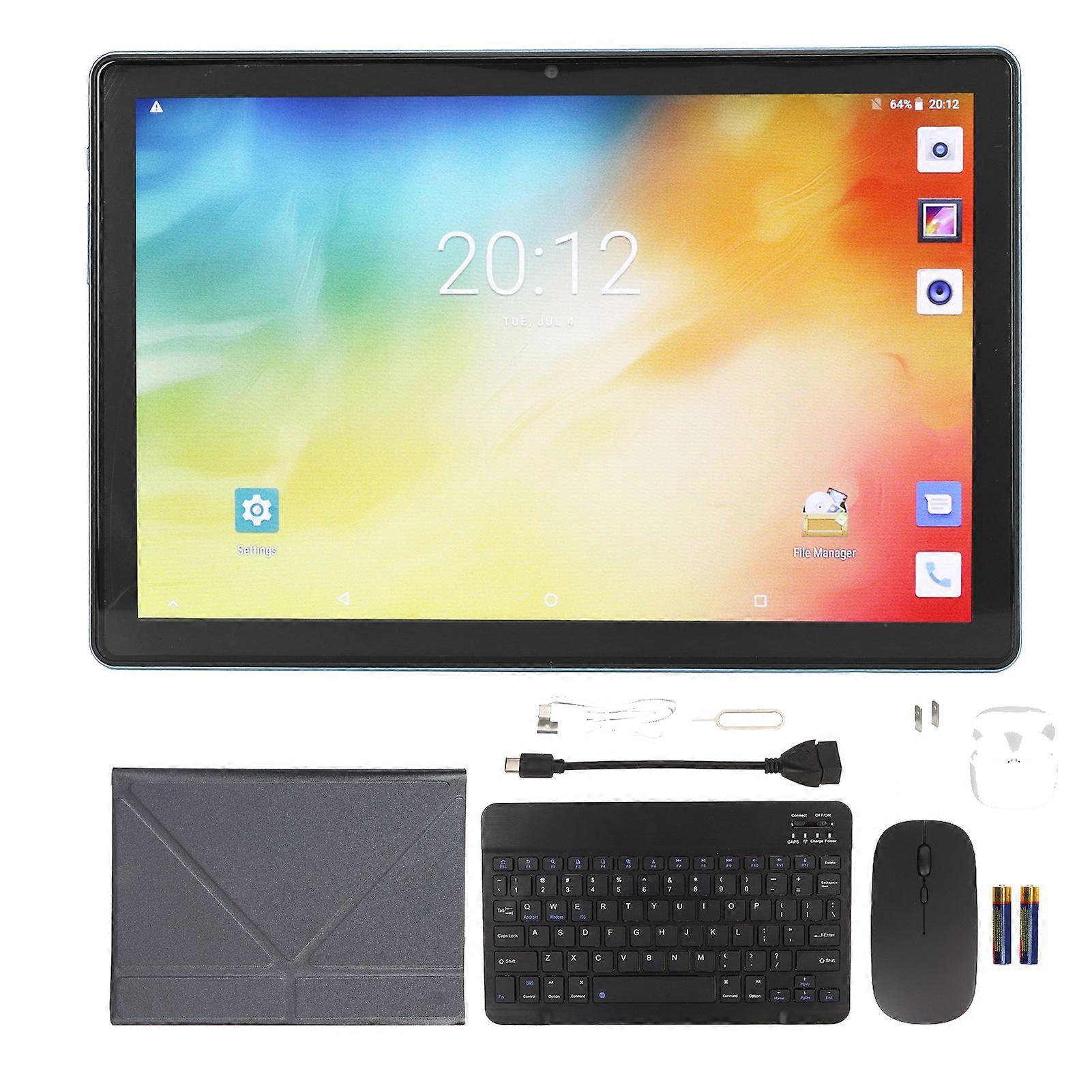 10.1 Inch 2 in 1 Tablet Android 12.0 with Bluetooth Keyboard Mouse 10 Core CPU 8+20MP Camera