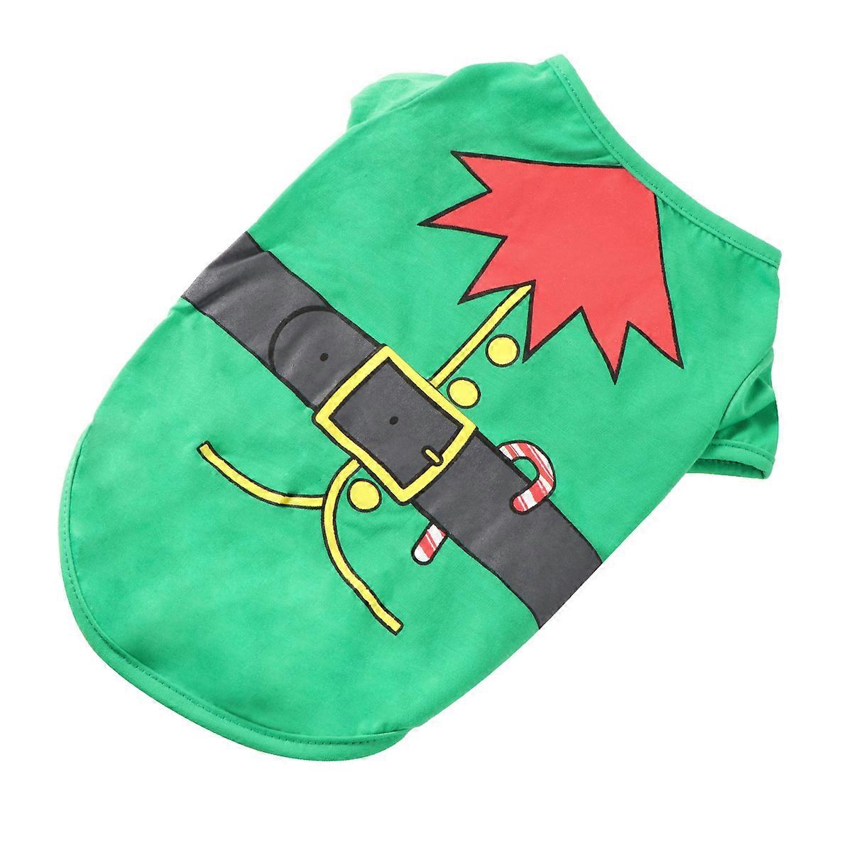 Pet Clothes Dog Coat for Holiday Use 2Pcs Christmas Elf Design Green Pattern