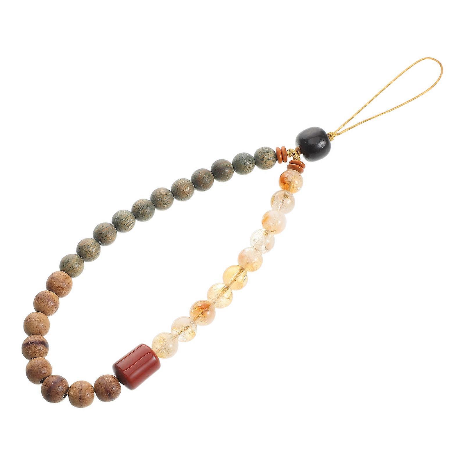 Wood Crystal Phone Strap Phone Charm Strap Anti-Drop Wrist 4Pcs