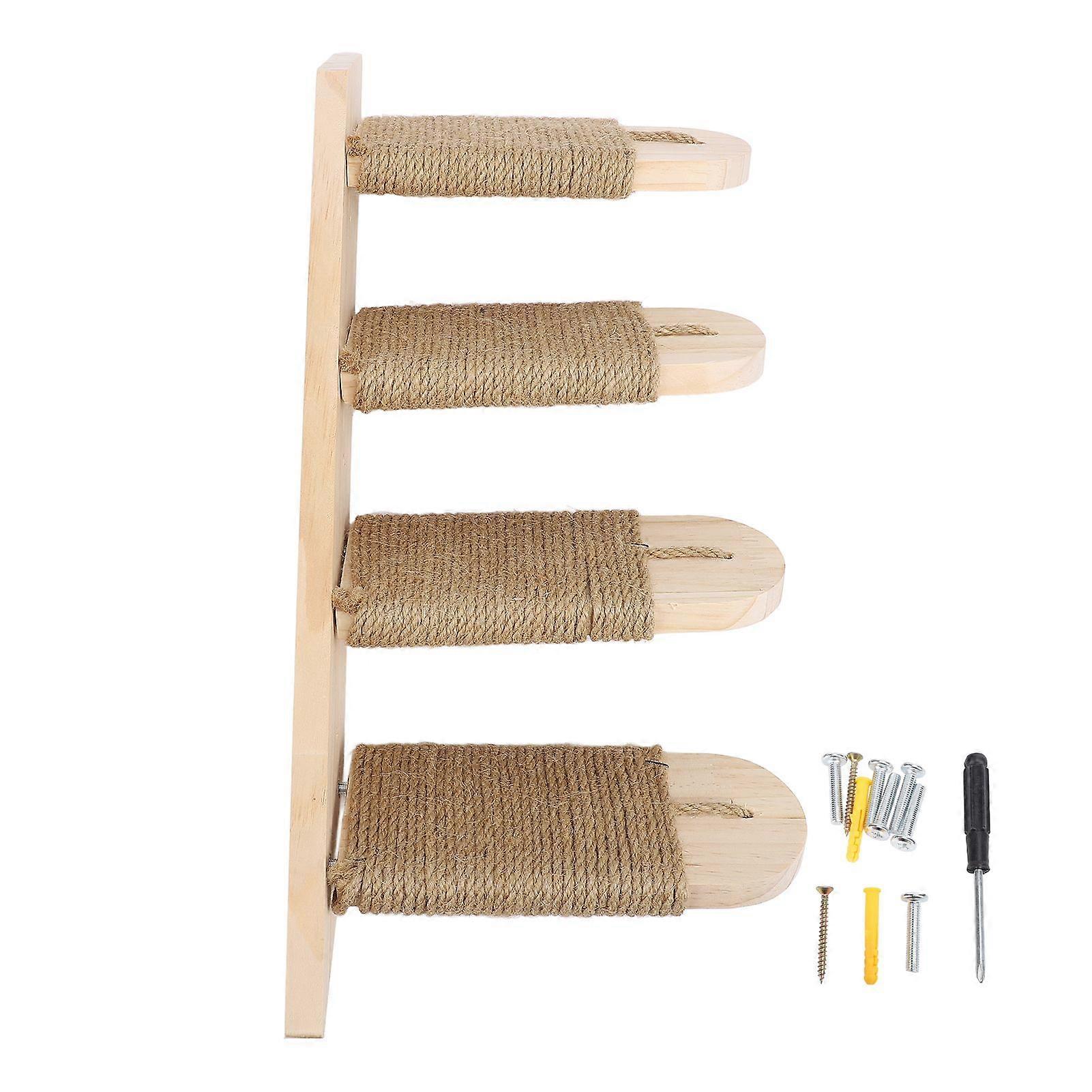 Cat Wall Mounted Climbing Shelves Pine Wood Stable Structure Space Saving Cat Wall Shelves for Home Apartment 4 Steps
