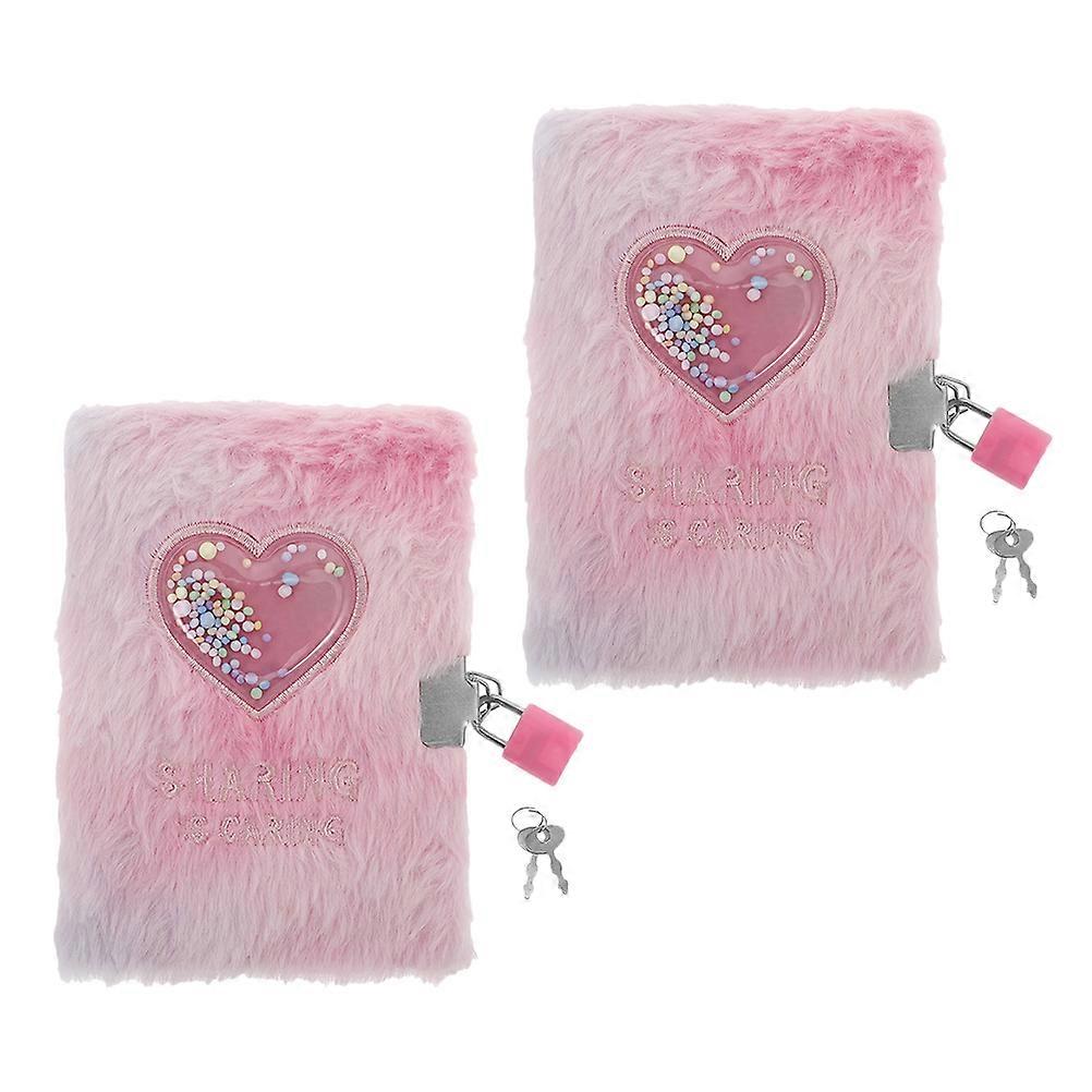 Diary Notebook with Heart-Shaped Lock for Students Writing 2Pcs